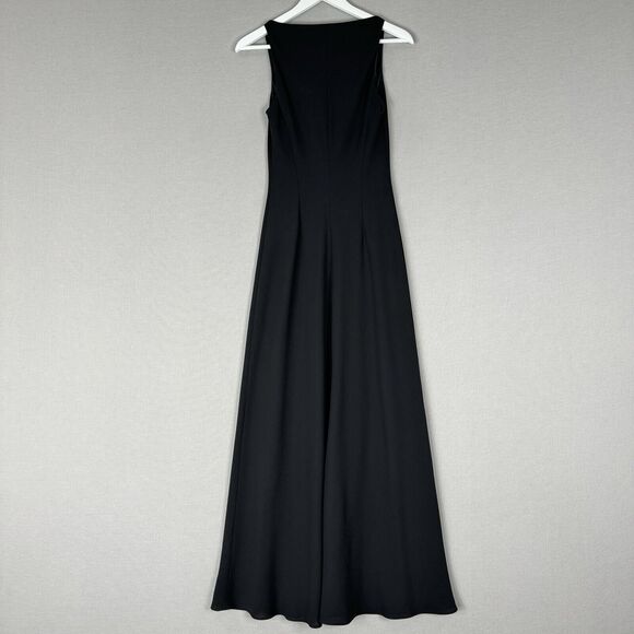 Vintage Jones New York Womens Dress 4 Black Cowl Beaded Crepe Gown Formal Prom - Picture 9 of 13